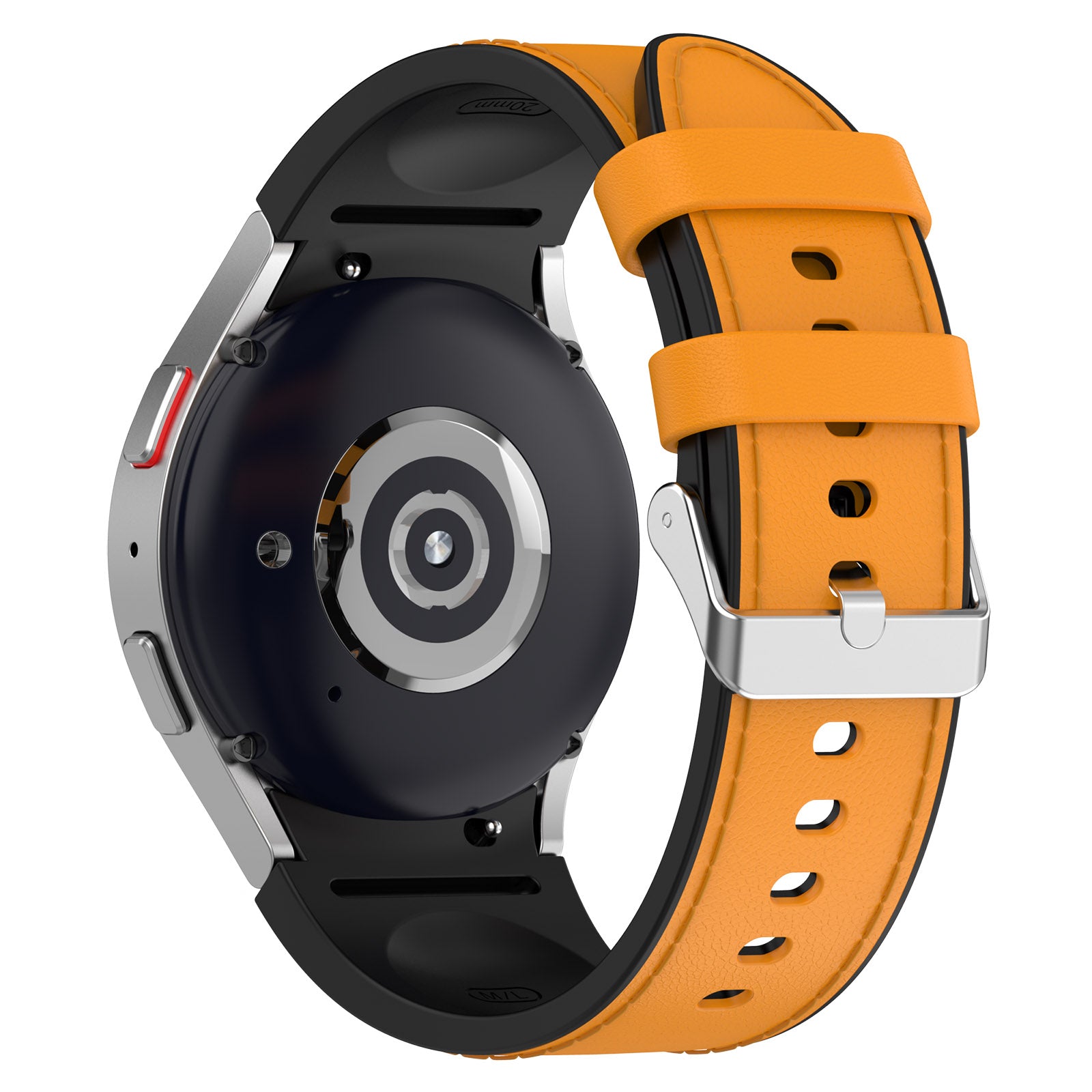 SGW Watch Band for Samsung Galaxy Watch6 Watch6 Classic Watch 5 Watch 5 Pro Watch4 Watch4 Classic PU Leather Coated Silicone Wrist Strap with Silver Buckle SGW Watch Band for Samsung Galaxy Watch6 Watch6 Classic Watch 5 Watch 5 Pro Watch4 Watch4 Classic PU Leather Coated Silicone Wrist Strap with Silver Buckle